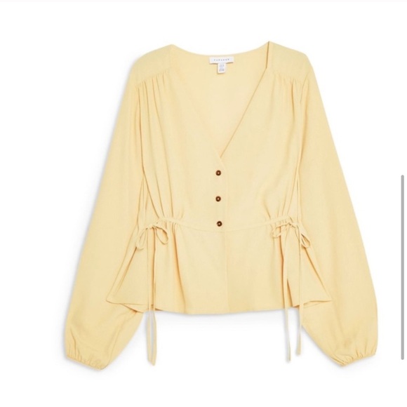 Topshop Tops - TOPSHOP Ella Side Tie Top Blouse Light Yellow 2
